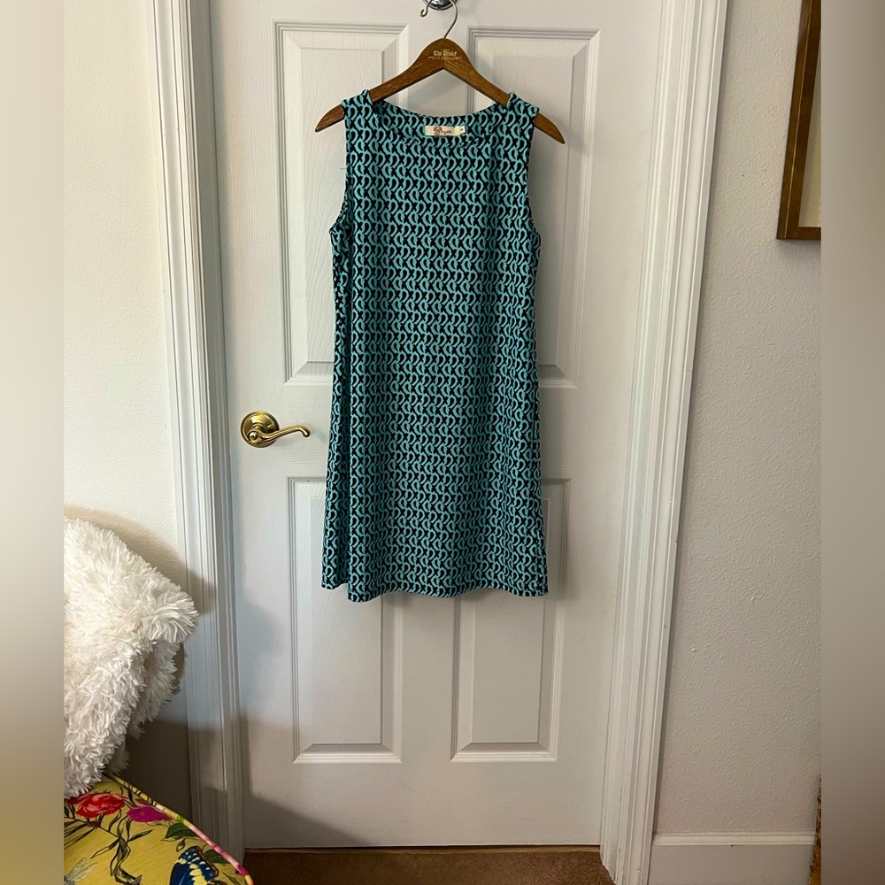 Aryeh Blue and Black Classic Dress Sz Small